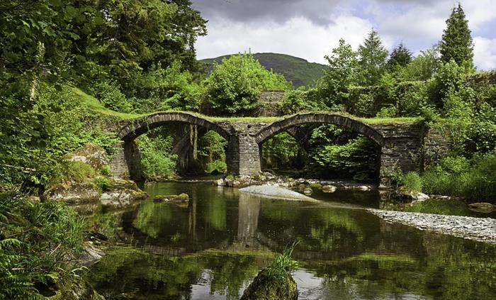 At the entrance gates, Pont Minllyn, a double arch bridge spans the RIver Dyfi. It was constructed by Dr John Daives, the Rector of Mallwyd in the ear